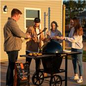 Goldens' Cast Iron Kamado and Cart with Trex Composite Shelving