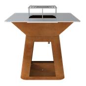 Brasero Ø100cm acier corten avec plancha carrée
