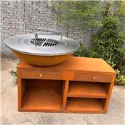 Brazier Ø100cm corten steel with XL base