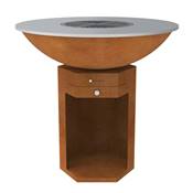 Brasero Ø100cm acier Corten avec socle octogonal