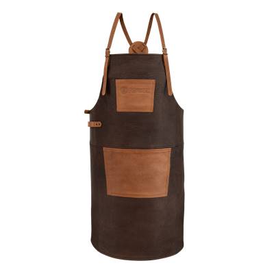 Buffalo leather apron with crossed straps